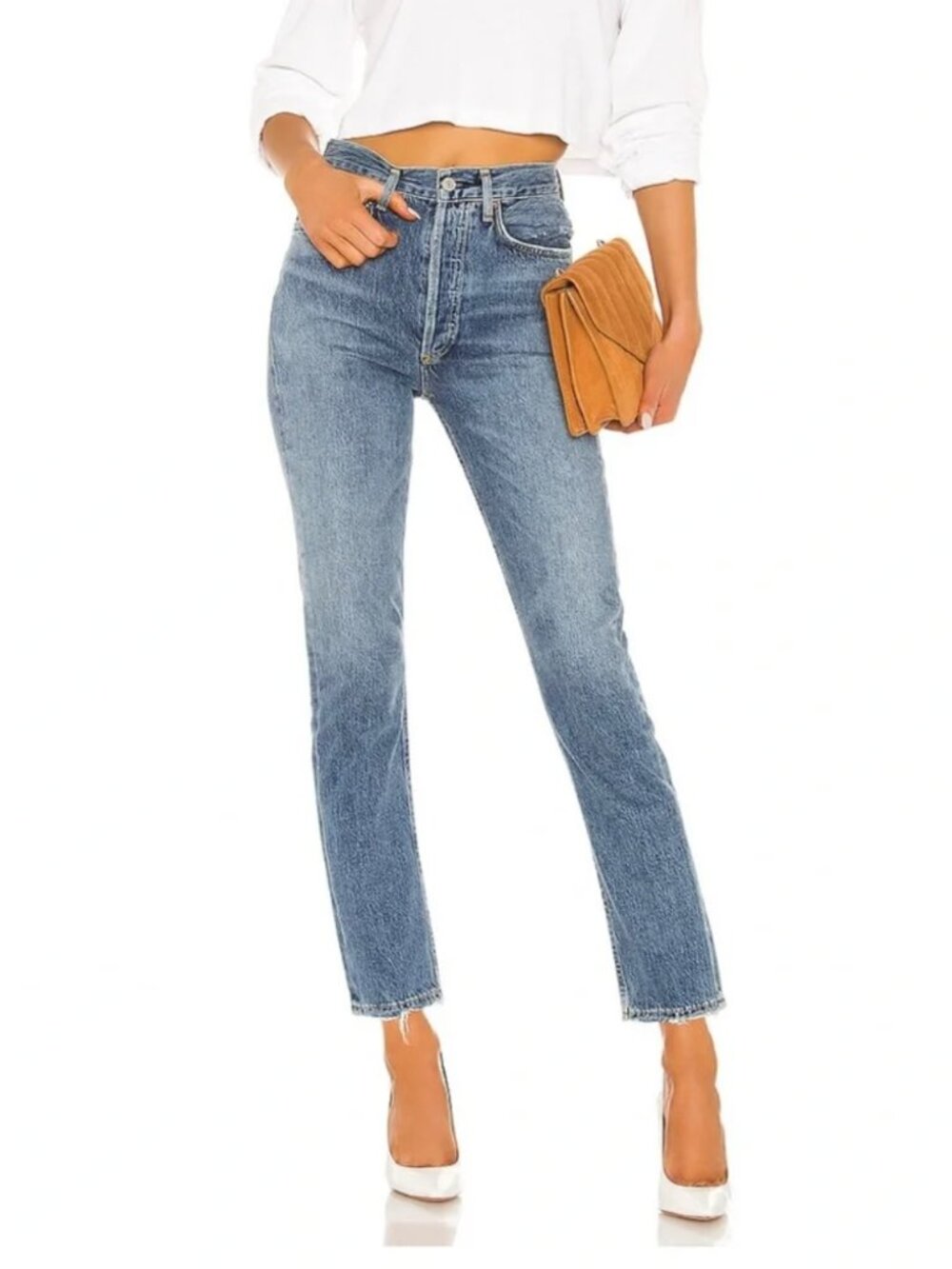Agolde Riley High Rise Straight Crop In Frequency Size 28